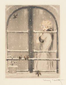 De Vier Seizoenen: Winter, ca. 1928 (handgekleurde droge naald & aquatint) door Louis Icart