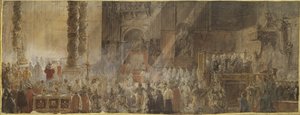 Koning Gustav III van Zweden woont de kerstmis bij in de Sint-Pietersbasiliek in Vaticaanstad