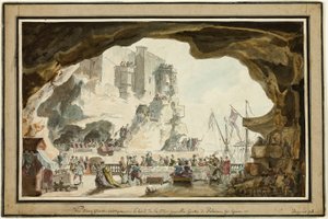 Uitzicht op de Grotta di Palazzo met banket