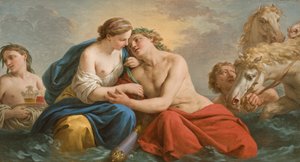 Apollon in de schoot van Thetis door Louis Jean Francois I Lagrenee