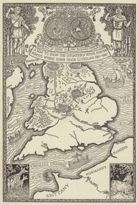 Een kaart om de situatie van Koninklijke Jachtbossen te tonen waar Robin Hood leefde, AD 1160-1247