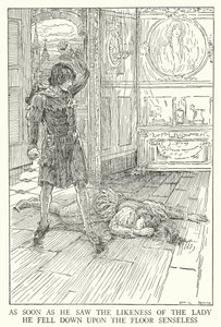 Zodra hij de gelijkenis van de dame zag, viel hij bewusteloos op de vloer door Louis John Rhead