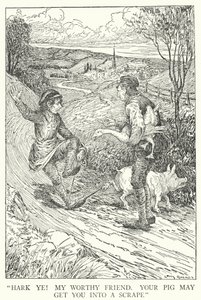 "Luister! Mijn waarde vriend, je varken kan je in de problemen brengen" door Louis John Rhead