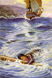 Illustratie voor Kidnapped door Robert Louis Stevenson door Louis John Rhead