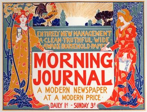 Literatuur. Morning Journal, krant. Poster door Louis Rhead, VS, ca. 1895 door Louis John Rhead