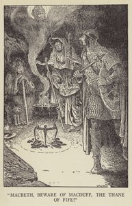Macbeth, pas op voor Macduff, de Thane van Fife! door Louis John Rhead