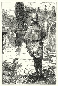 De Waterfee (litho) door Louis John Rhead