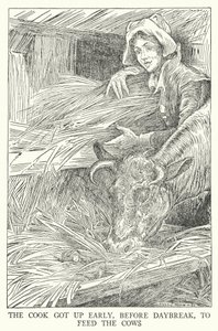 De kok stond vroeg op, voor zonsopgang, om de koeien te voeren door Louis John Rhead