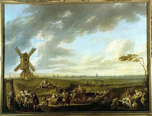 Zicht op Lille genomen door Dieu-de-Marcq - door Louis Joseph Watteau dit Watteau de Lille (1731-1798), Musee de Lille