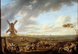 Uitzicht op Lille vanaf de god van Marcq door Louis Joseph  Watteau