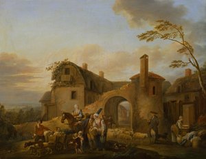 Vier uren van de dag: Ochtend door Louis Joseph (Watteau de Lille)(attr. to) Watteau
