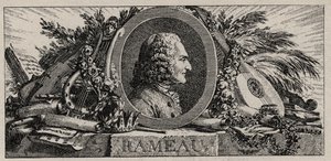 Portret van Jean Philippe Rameau (1683-1764) gravure door Louis-Joseph Masquelier
