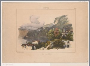 Gezicht op het Trasimeense meer in Italië door Louis Jules Frederic Villeneuve