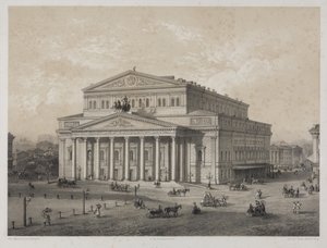 Bolshoi - Het Bolsjojtheater in Moskou, door Jacottet, Louis Julien (1806-?). Lithografie door Louis Julien Jacottet
