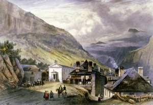 Het dorp Eaux chaudes, ca. 1850 door Louis Julien Jacottet