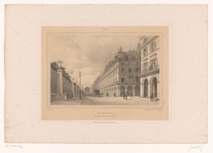 Zicht op de Rue de Rivoli door Louis Julien Jacottet