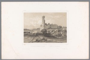Zicht op de ruïne van Koldinghus door Louis Julien Jacottet