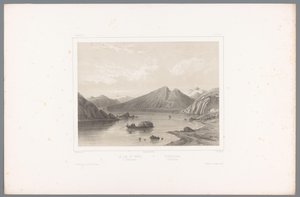 Zicht op het meer Norsjø in Telemark door Louis Julien Jacottet