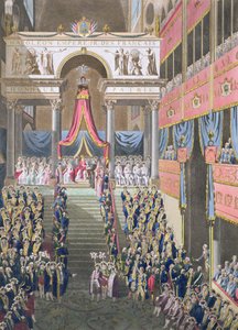Heilig Festival en Kroning van hun Keizerlijke Majesteiten, De Keizer verklaart de Eed van Grondwet in de Notre Dame Kathedraal, gepubliceerd 1806