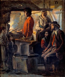 De smid of de hoefsmid in zijn smederij door Louis le Nain
