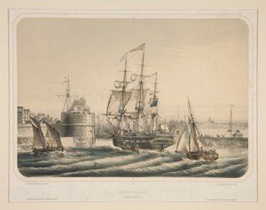 Amerikaans stoomschip (Entree van Le Havre) door Louis Le Breton