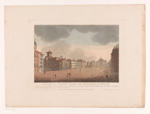 Gezicht op het Piazza Grande te Livorno door Louis Lecoeur