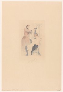 Cancan-danseres zittend op een stoel terwijl ze een flexibiliteitsoefening doet door Louis Legrand (signed by artist)