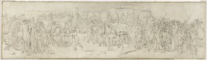 Koekoeken op de Quai des Tuileries, circa 1805 door Louis Leopold Boilly