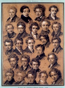 Portret van de studenten van het atelier van schilder Antoine Jean Gros door Louis Leopold Boilly