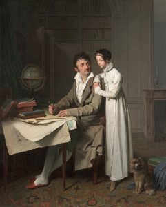De Geografieles Portret van Monsieur Gaudry en Zijn Dochter door Louis Leopold Boilly