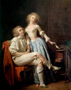 De privévogel zegt ook het paar en de vogel vliegt door Louis Leopold Boilly