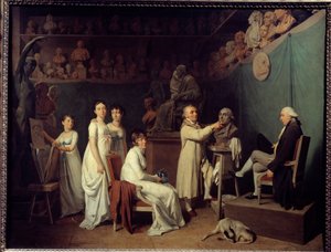 Het atelier van beeldhouwer Jean Baptiste Houdon door Louis Leopold Boilly