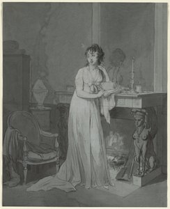 Vrouw voor een open haard, ca. 1803