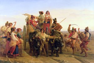 De aankomst van de oogsters in de Pontijnse moerassen, 1830