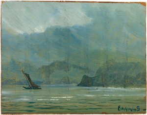 Lichtblauw landschap door Louis M. Eilshemius