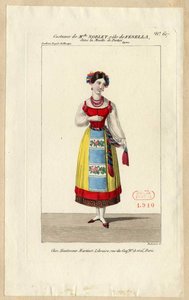 Mademoiselle Noblet als Fenella. Kostuumontwerp voor de opera La muette de Portici, 1828