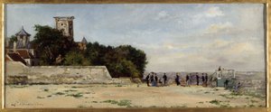 De top van de butte Montmartre, met de toren Solférino, circa 1870 door Louis Marie Chevalier