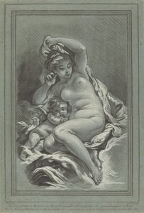 Venus en Cupido op een dolfijn, 1767. Makers: Louis Marin Bonnet, Juste-François Boucher door Louis Marin Bonnet, Juste François Boucher