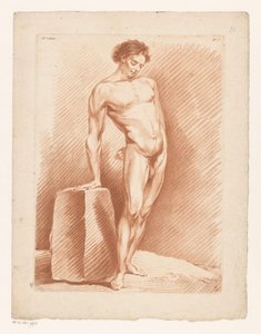 Mannelijk naakt naast een blok door Louis Marin Bonnet (possibly)