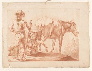 Twee jongens met een paard door Louis Marin Bonnet (possibly)