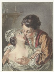 Liefkozend paar door Louis Marin Bonnet