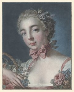 Portret van Marie Amélie Baudouin als Flora door Louis Marin Bonnet