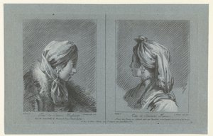 Portret van een Moskovisch melkmeisje en een Fins dienstmeisje door Louis Marin Bonnet