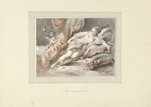 Venus wordt verrast door Cupido door Louis Marin Bonnet