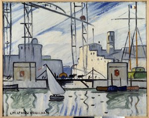 Marseille, de veerbrug door Louis Mathieu Verdilhan