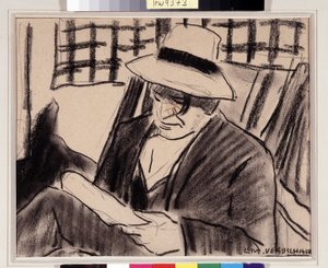 Zelfportret met Hoed Tekening door Louis Mathieu Verdilhan (1875-1928) Dim. 23x29 cm Verplichte vermelding: Collectie fondation regards de Provence, Marseille