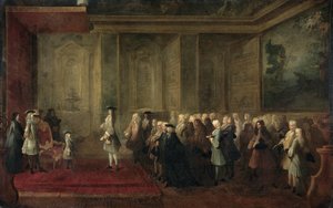 De ontvangst van Cornelis Hop (1685-1762) als gezant van de Staten-Generaal aan het hof van Lodewijk XV, 24 juli 1719