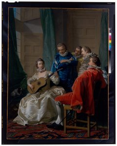 Een Spaanse vrouw die gitaar speelt door Louis Michel van Loo