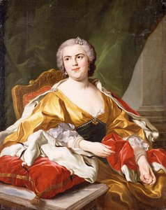 Portret van Louise Elisabeth de Bourbon, Hertogin van Parma, zittend, driekwart lengte