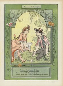 De tuinles. Illustratie voor Le Rire (kleurenlitho) door Louis Morin